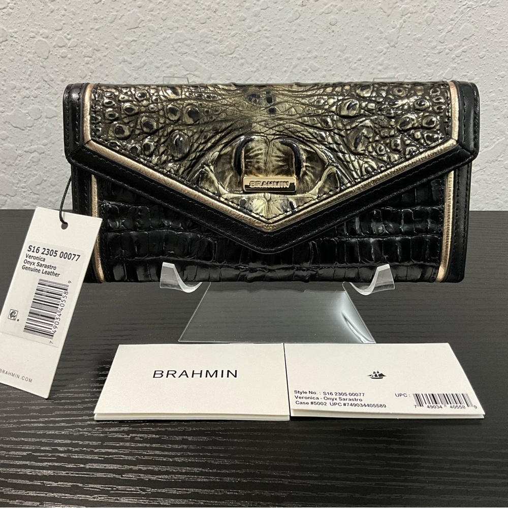 Brahmin Veronica ONYX SARASTRO Leather Envelope Wallet W/Partial Eye